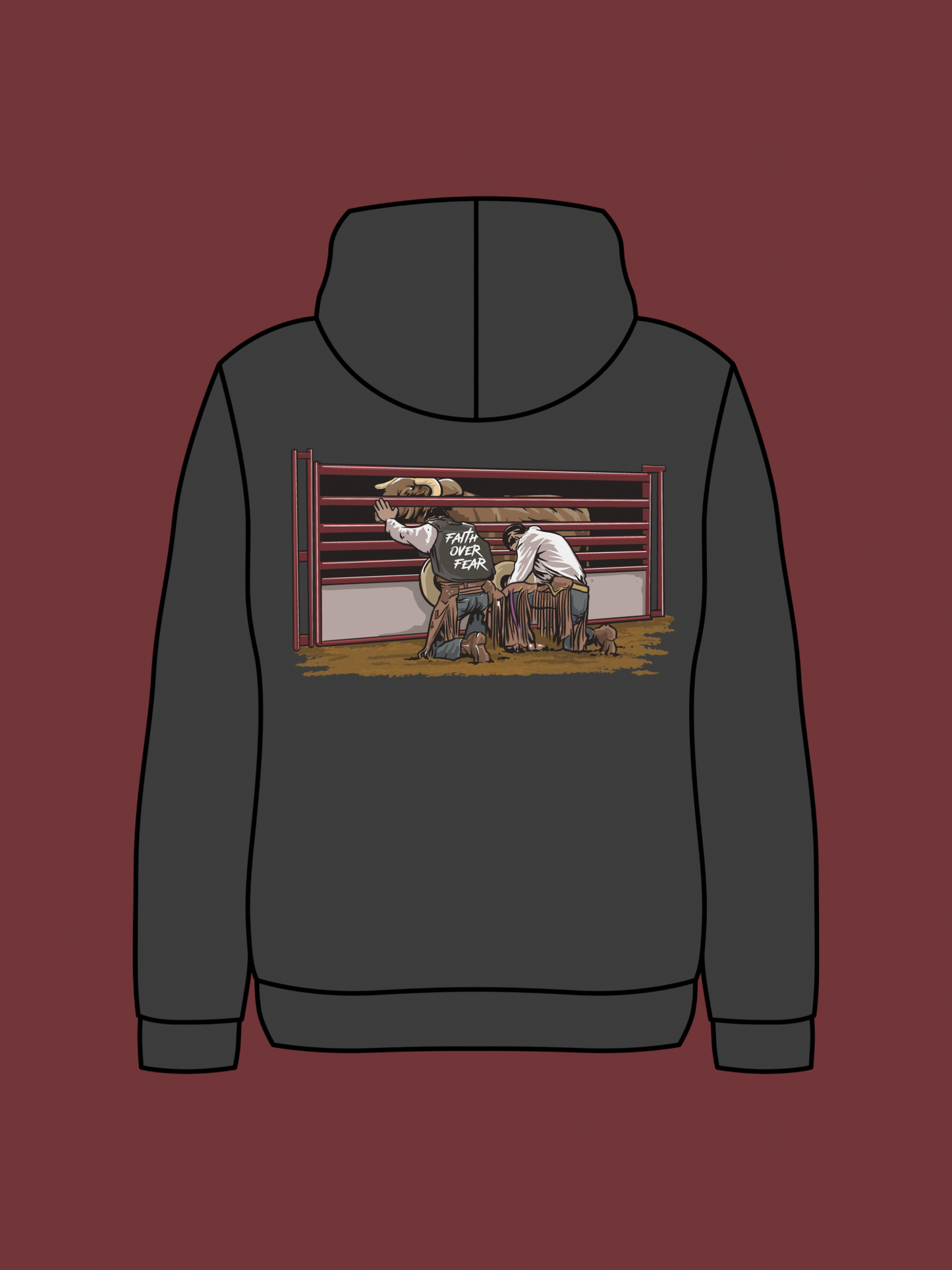 “Faith Over Fear” Charcoal Grey Rodeo Hoodie
